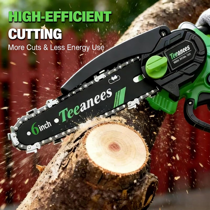 ANEES Mini Chainsaw Cordless 6 Inch With 1 Batterie three chains Portable Small Electric Pruning saw for Wood Cutting,Tree Trimming, Garden & Household Use Stocking Stuffers Gift for Men Dad Husband - Image 2